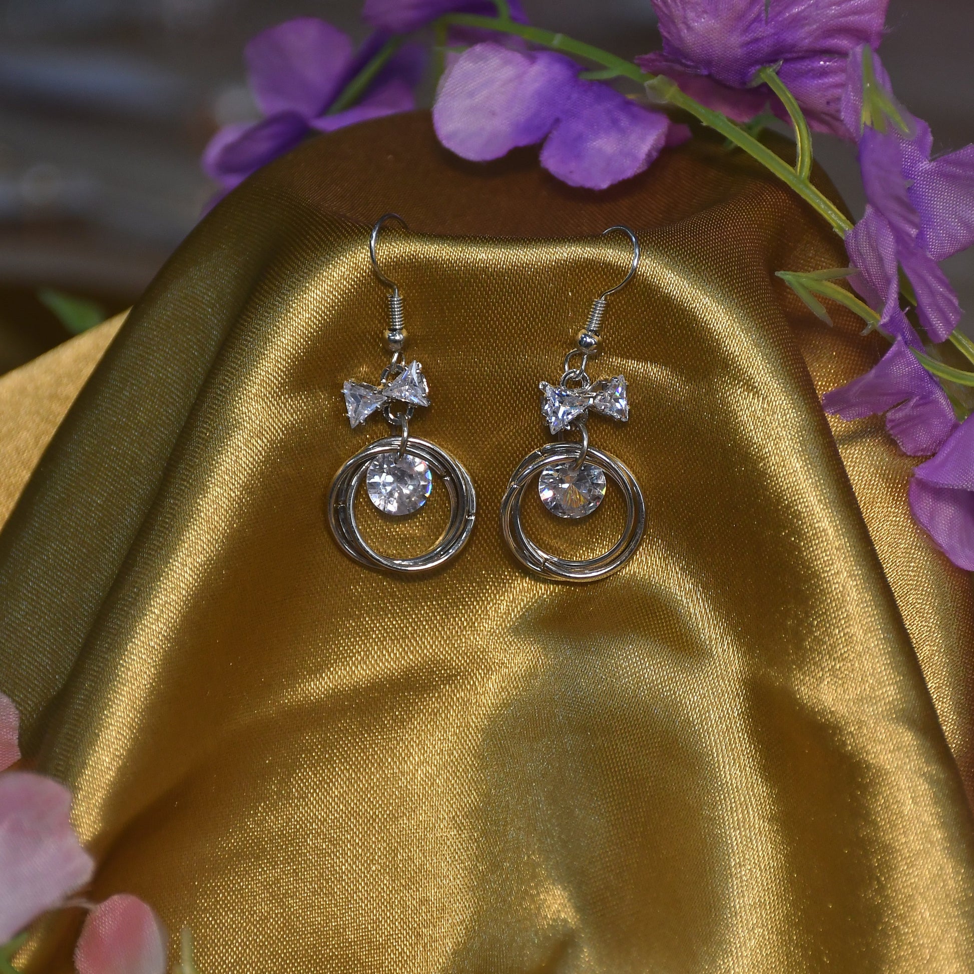 Halo Twist Silver and Gold Earrings