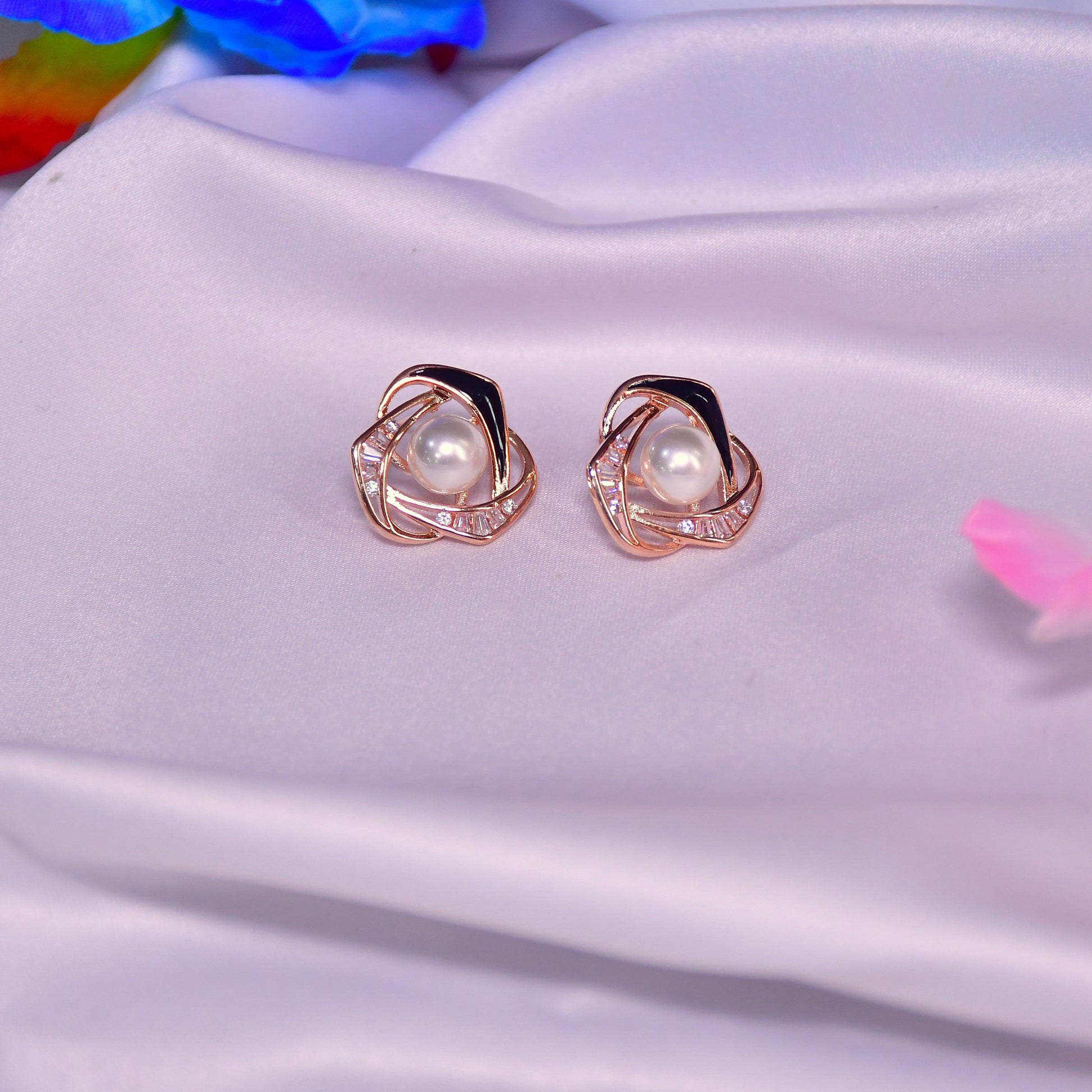 Frost drop rose gold earrings