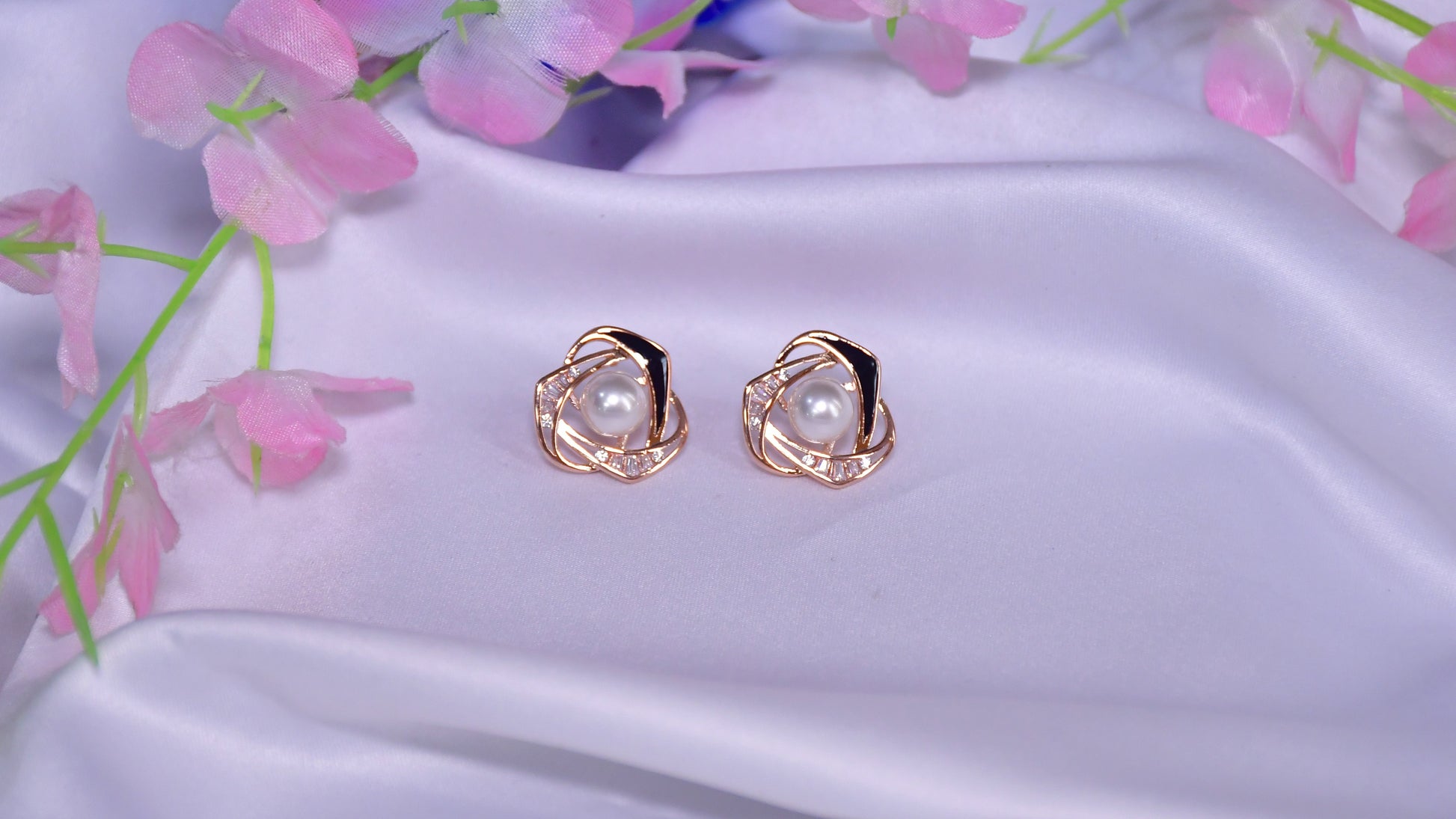 Frost drop rose gold earrings