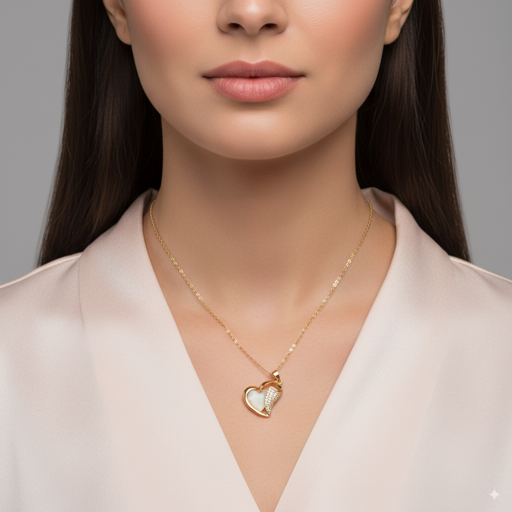 Summer Love Letter Heart Chain Pendant | Valentine Gift Metal Pendant Set