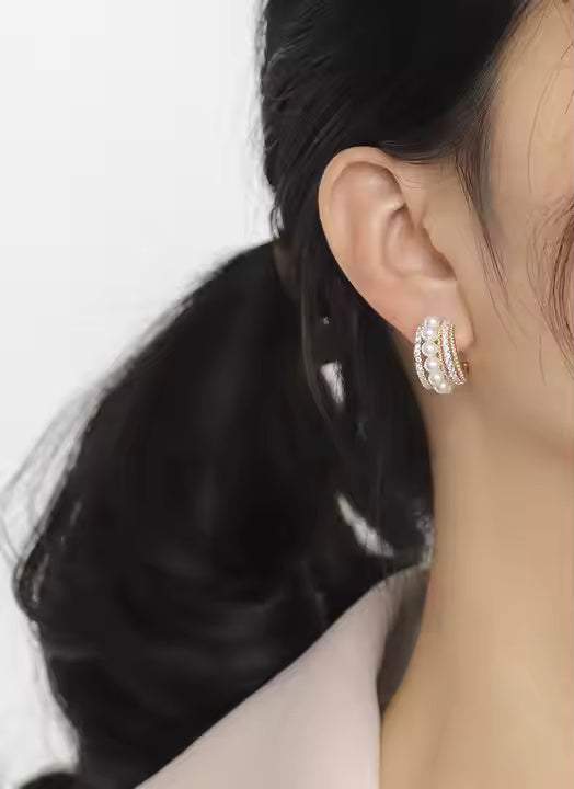 Ocean Arc Gold Plated Earrings
