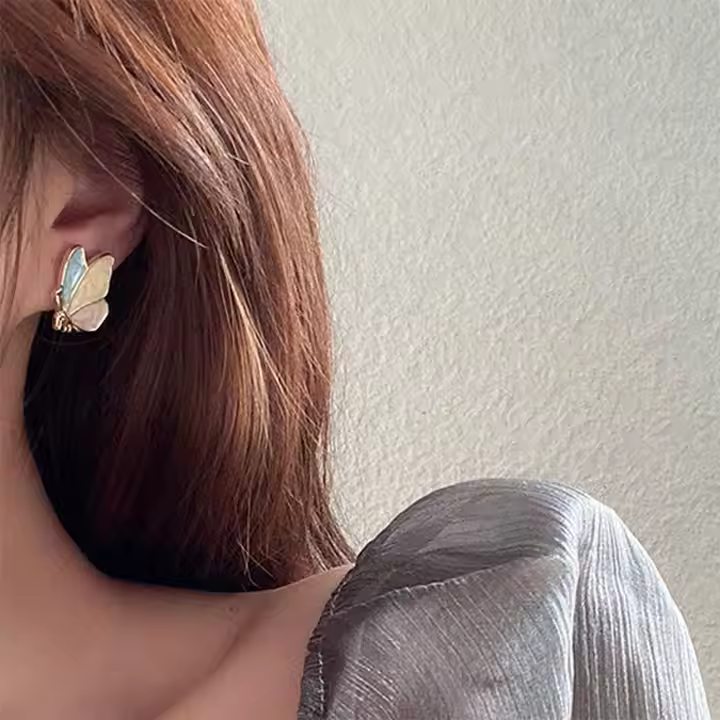 Trendy Colorful Cute Butterfly Stud Earrings