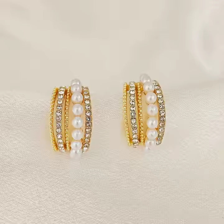 Ocean Arc Gold Plated Earrings