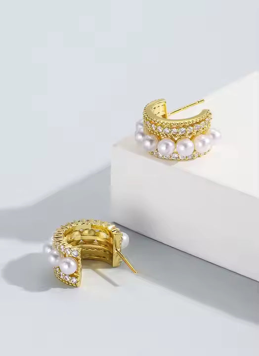 Ocean Arc Gold Plated Earrings