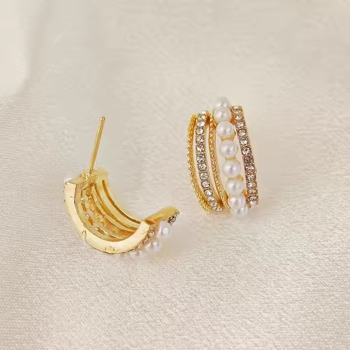 Ocean Arc Gold Plated Earrings
