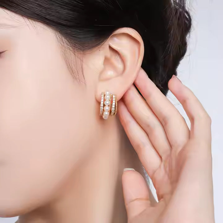 Ocean Arc Gold Plated Earrings