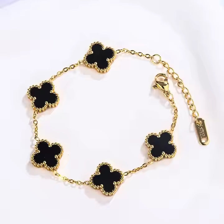 Midnight Clover Bracelet | Gold Finish