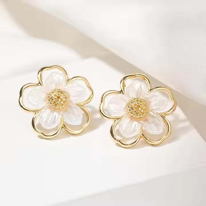 Petal Bloom Golden Finish Earrings