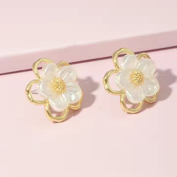 Petal Bloom Golden Finish Earrings