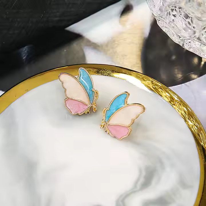 Trendy Colorful Cute Butterfly Stud Earrings