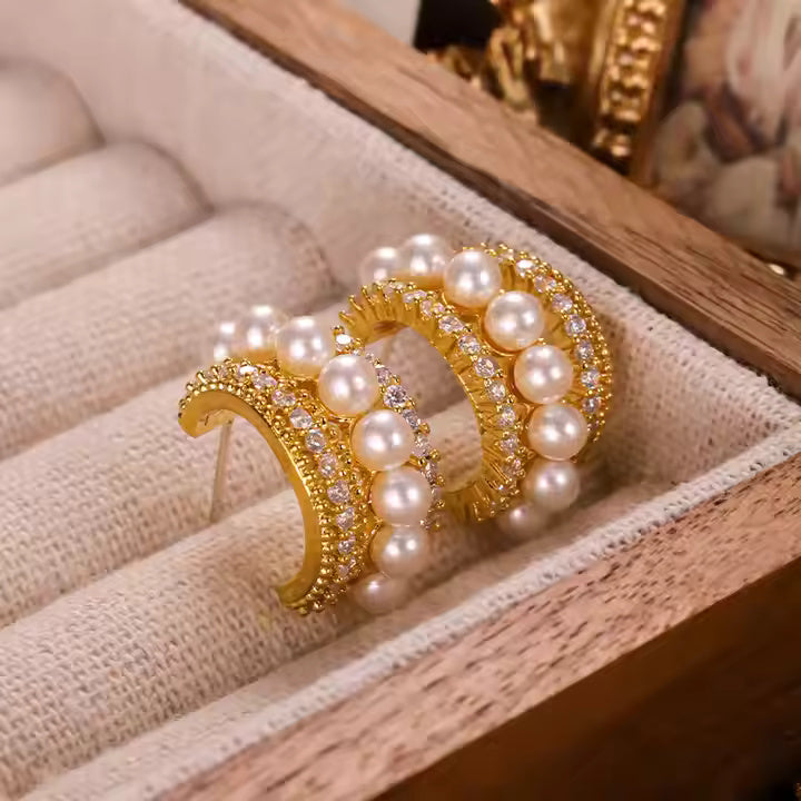 Ocean Arc Gold Plated Earrings