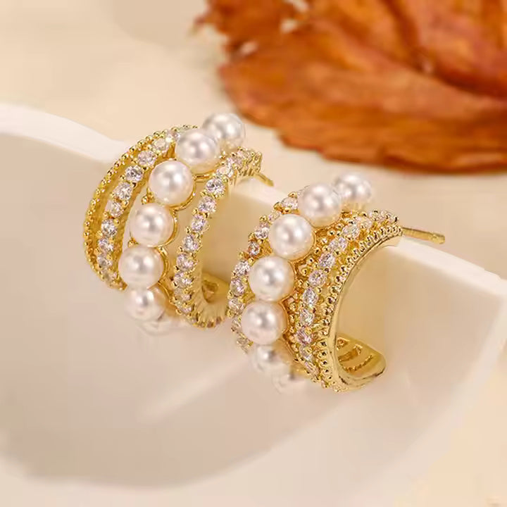 Ocean Arc Gold Plated Earrings