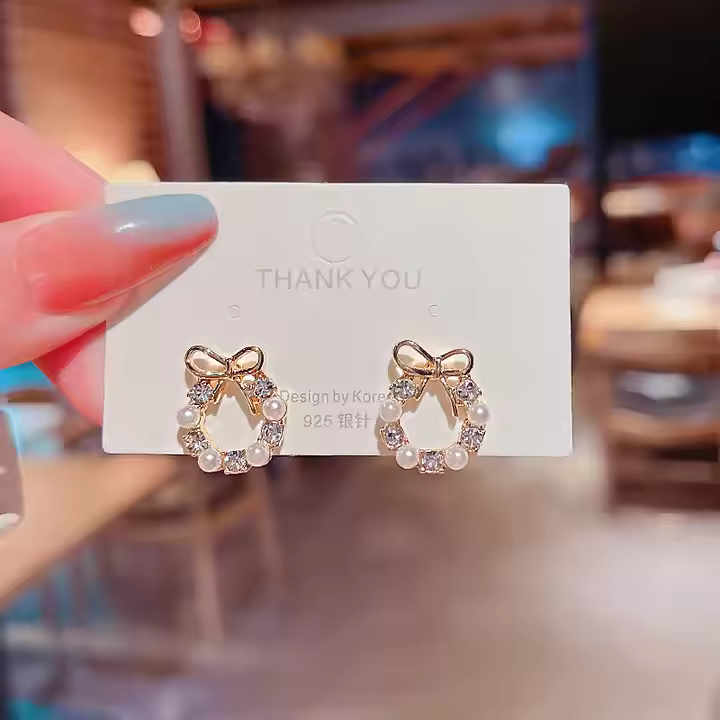 Pearl Stud Bow Earrings
