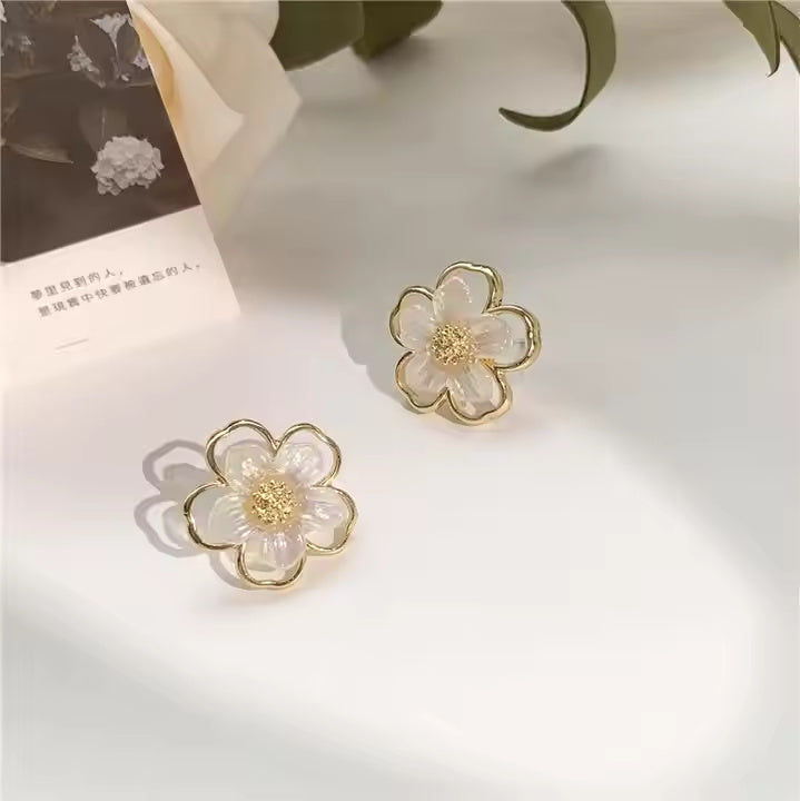 Petal Bloom Golden Finish Earrings