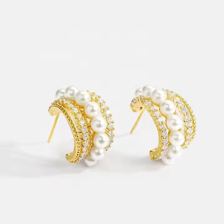 Ocean Arc Gold Plated Earrings