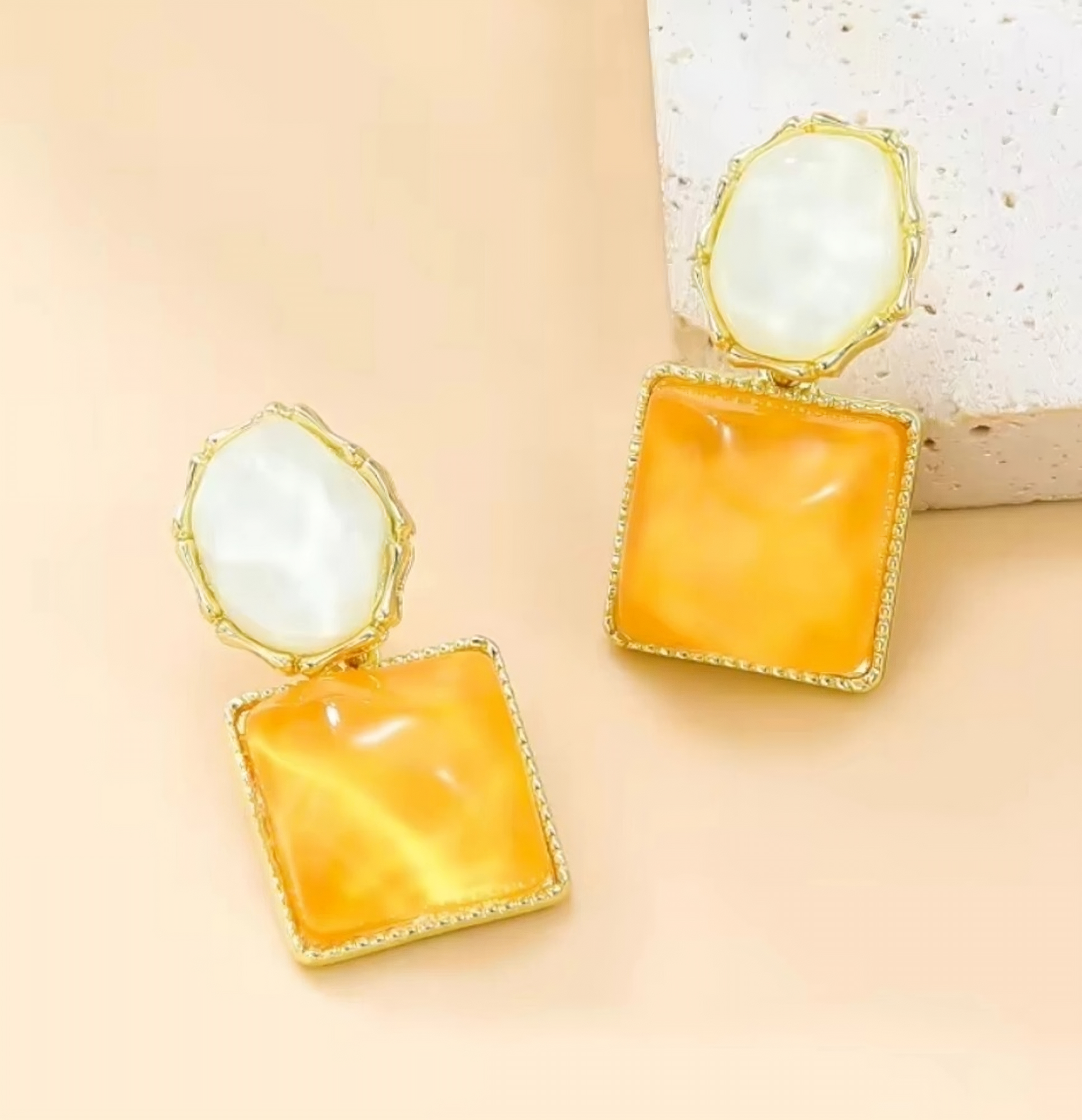 Earrings Square Oval Design Korean Earrings