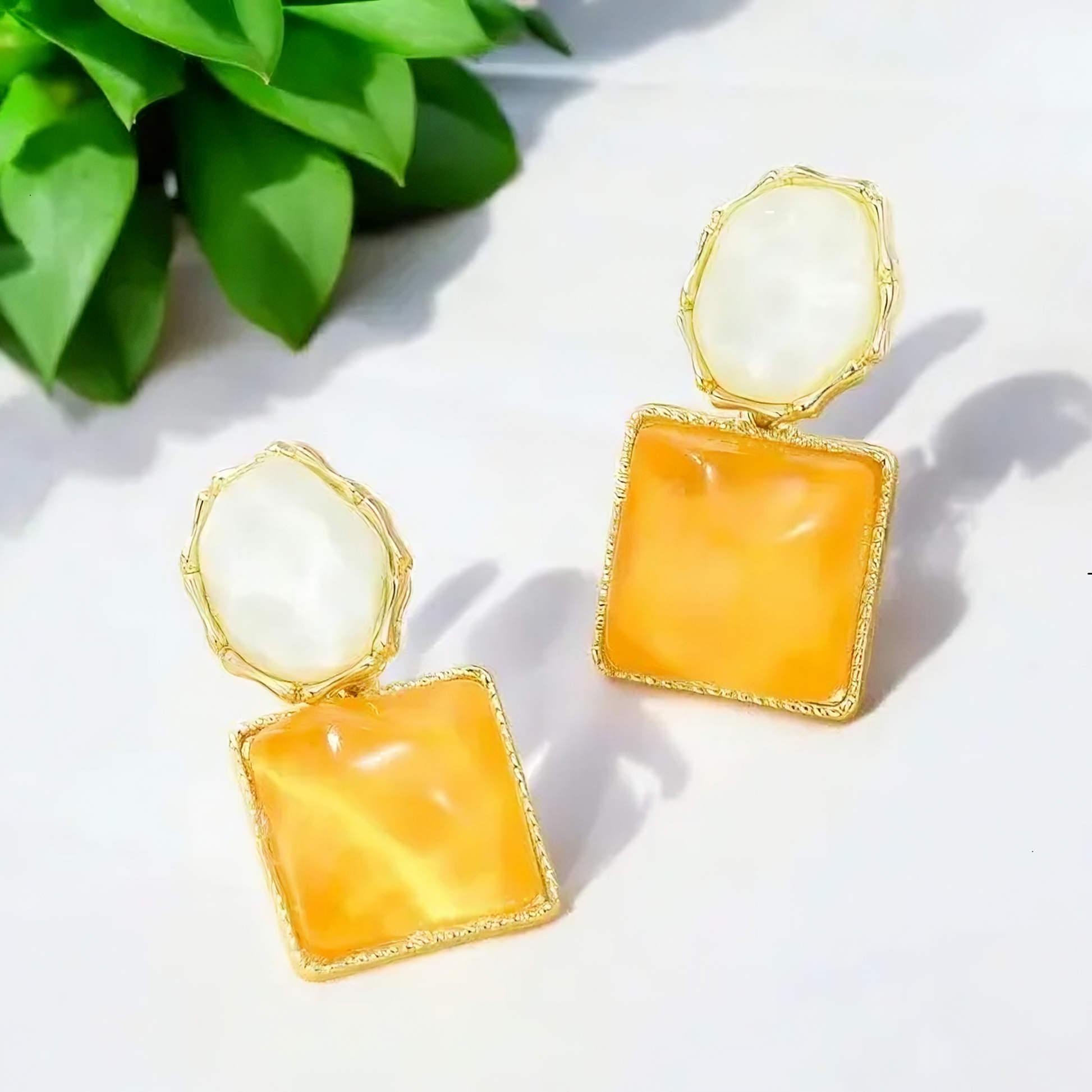 Earrings Square Oval Design Korean Earrings