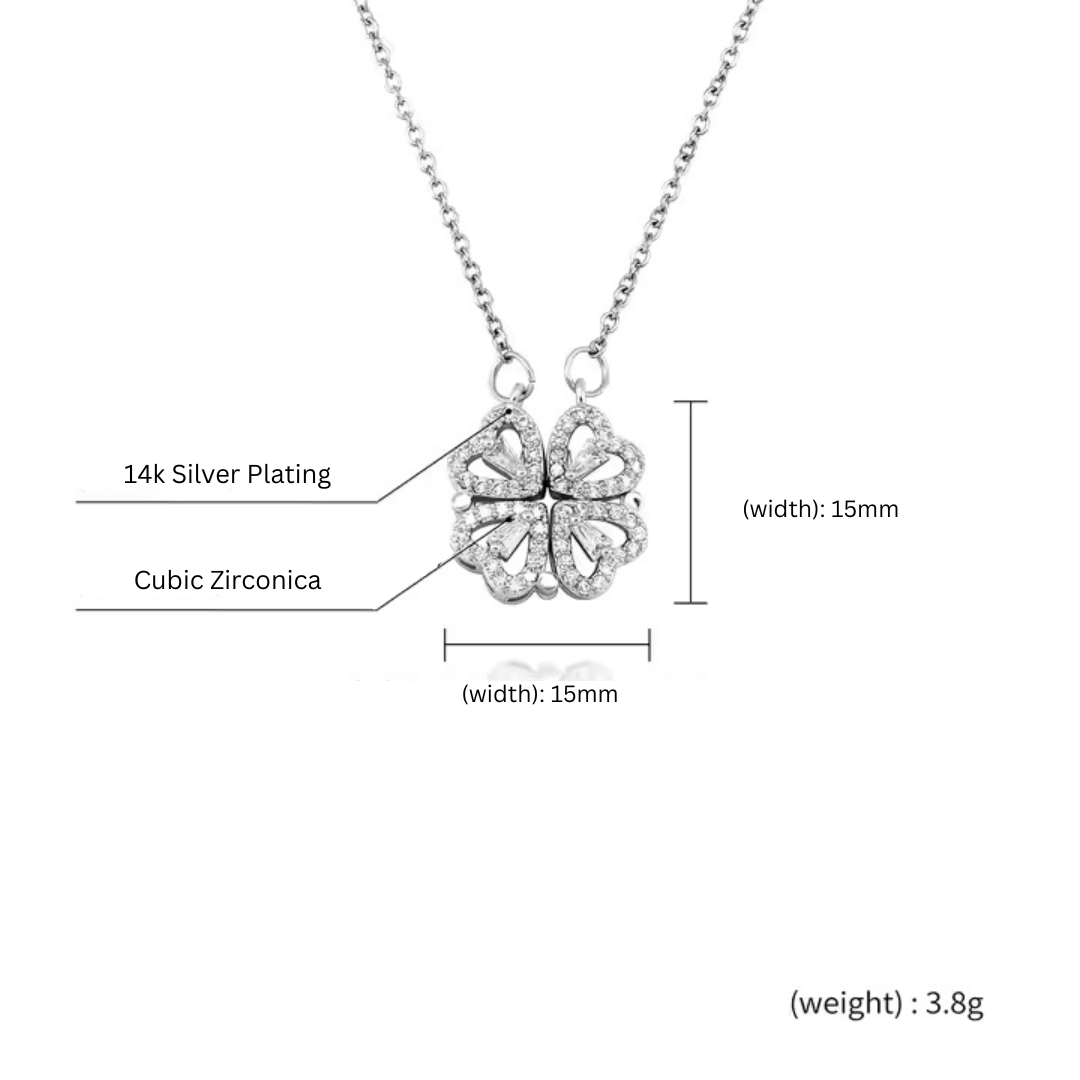 Silver Leaf Charm Folding Magnetic Heart Pendant