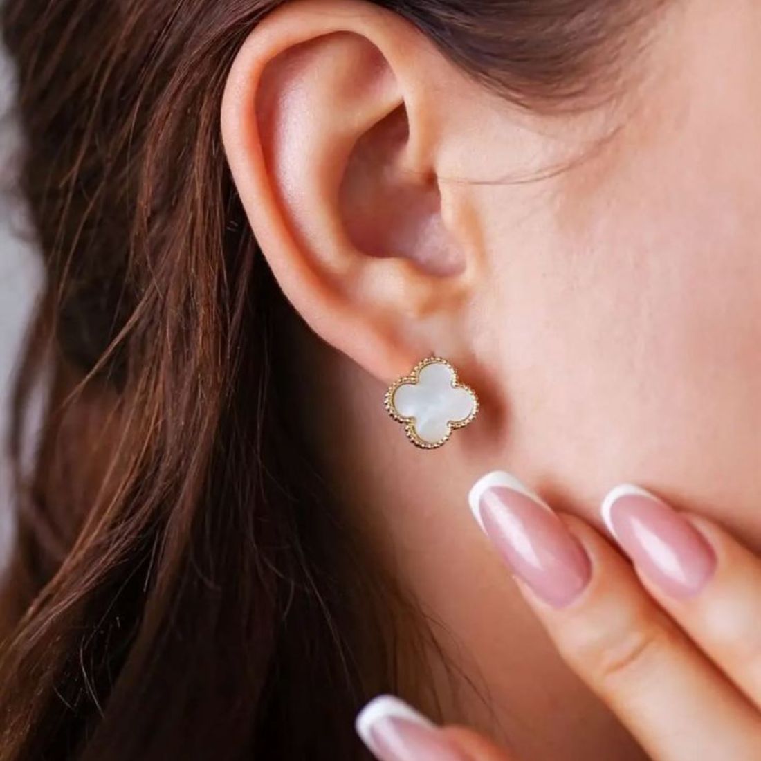 Midnight Clover Peace Gold Finish Earrings