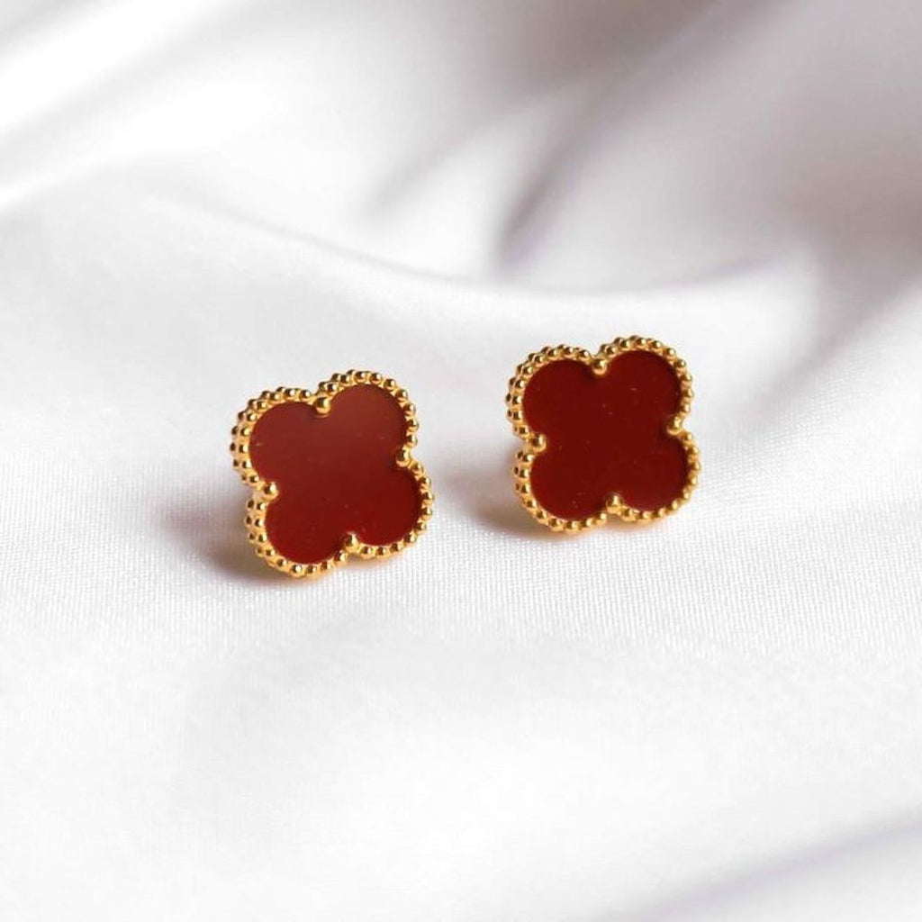 Midnight Clover Peace Gold Finish Earrings