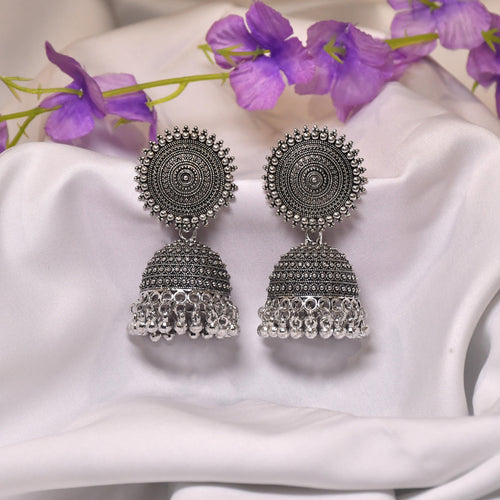 Aureki Silver Oxidized Jhumki.