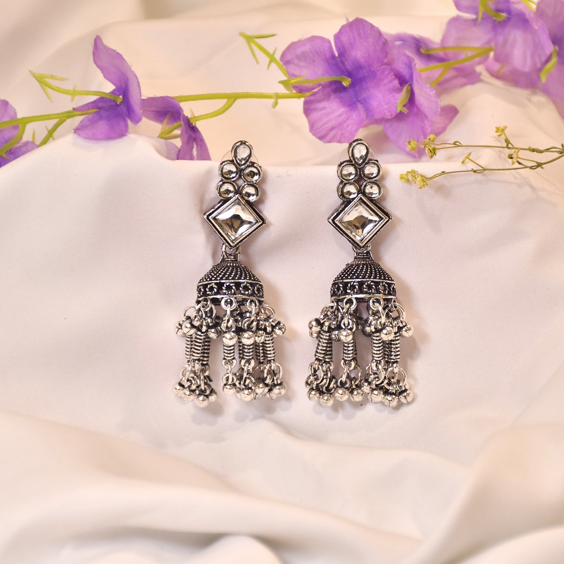 Amara Silver Oxidized Jhumki