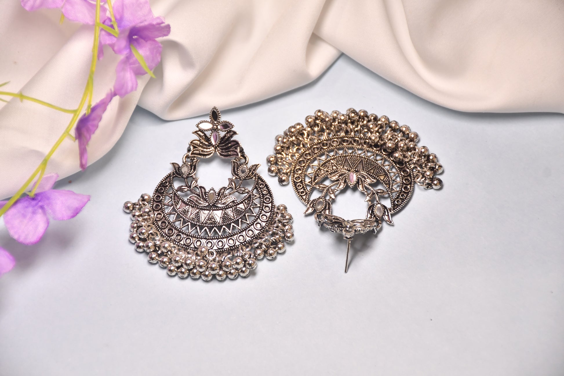 Nupur Silver Oxidized Jhumki