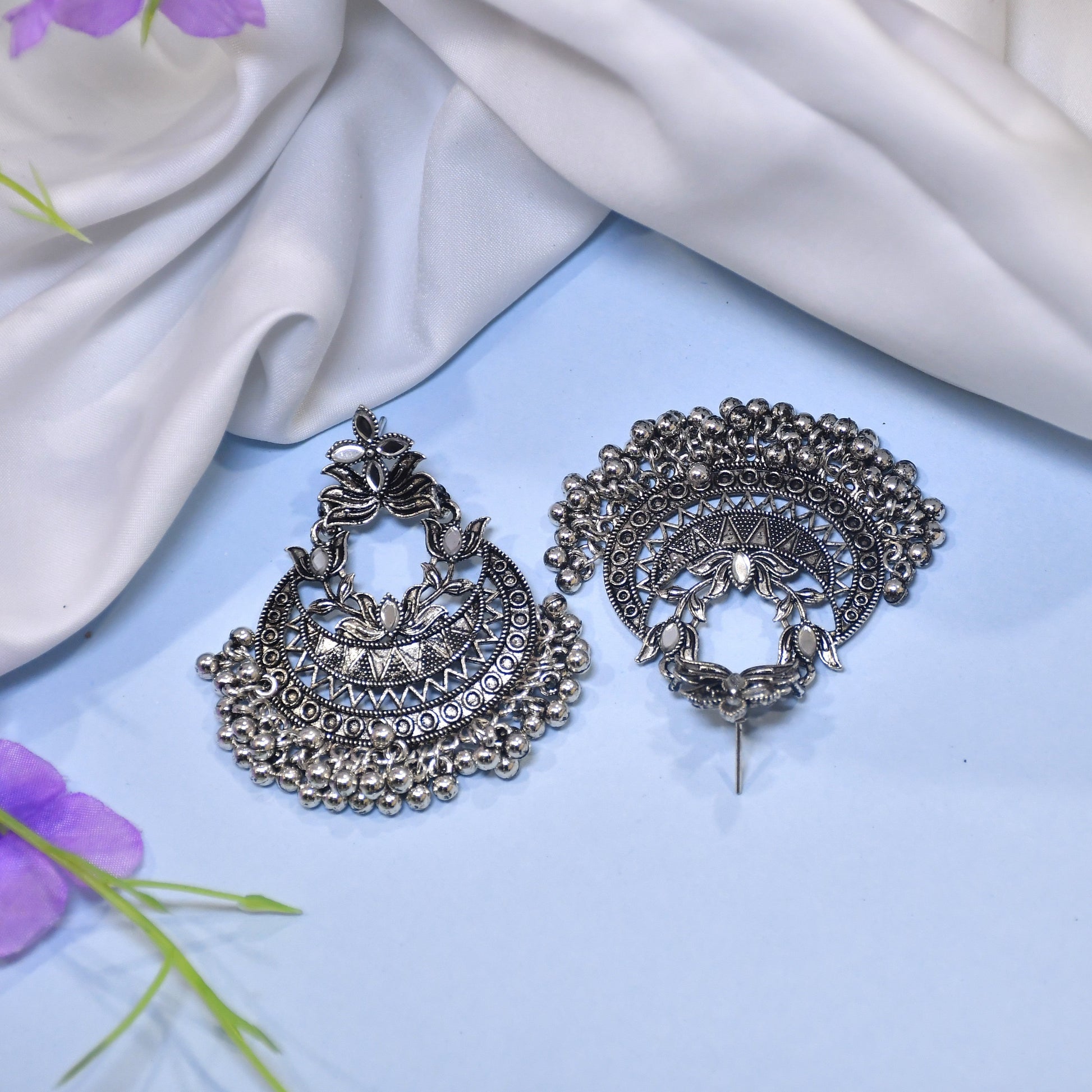 Nupur Silver Oxidized Jhumki