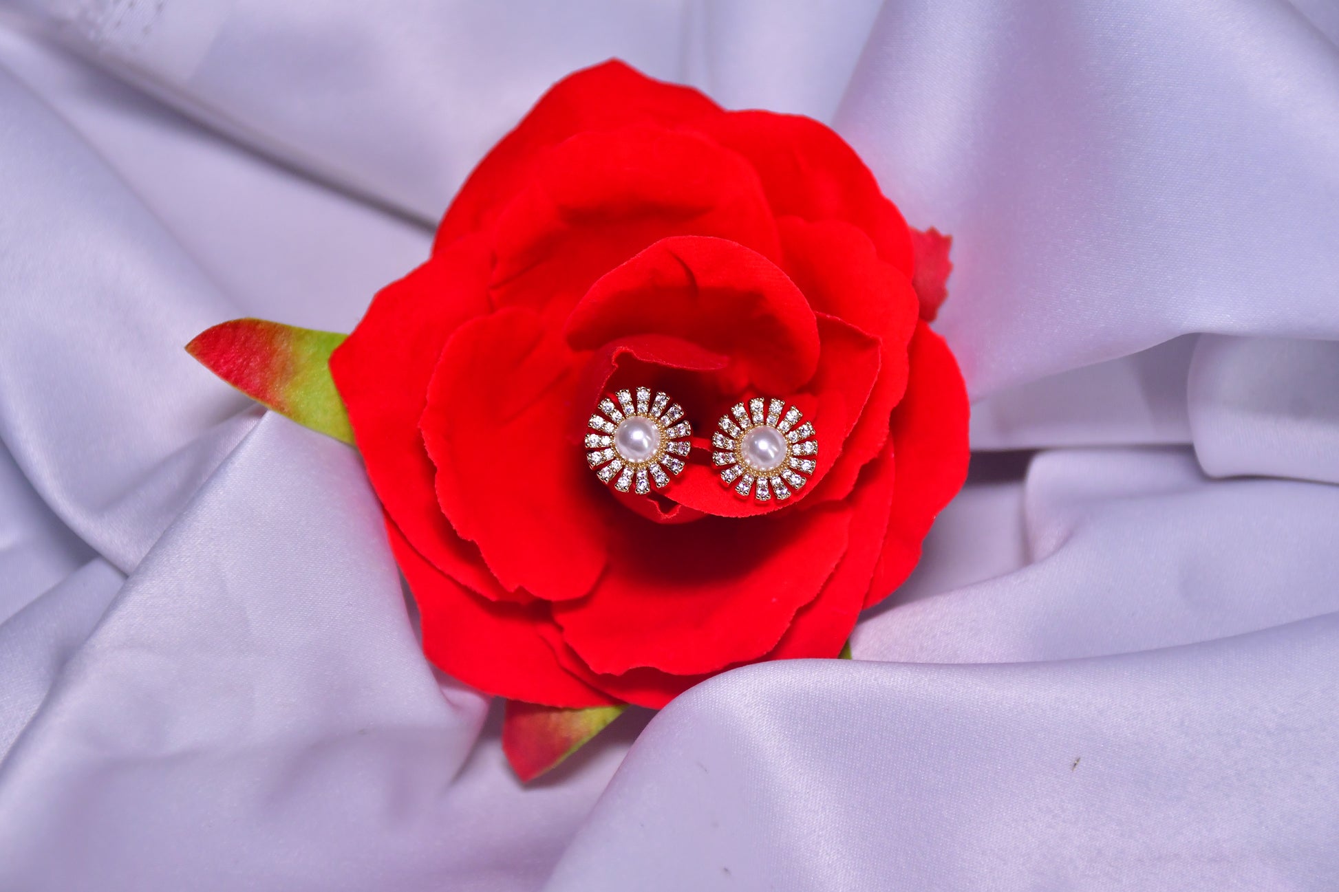 Auric Halo Gold Finish Earrings