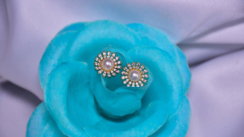 Auric Halo Gold Finish Earrings