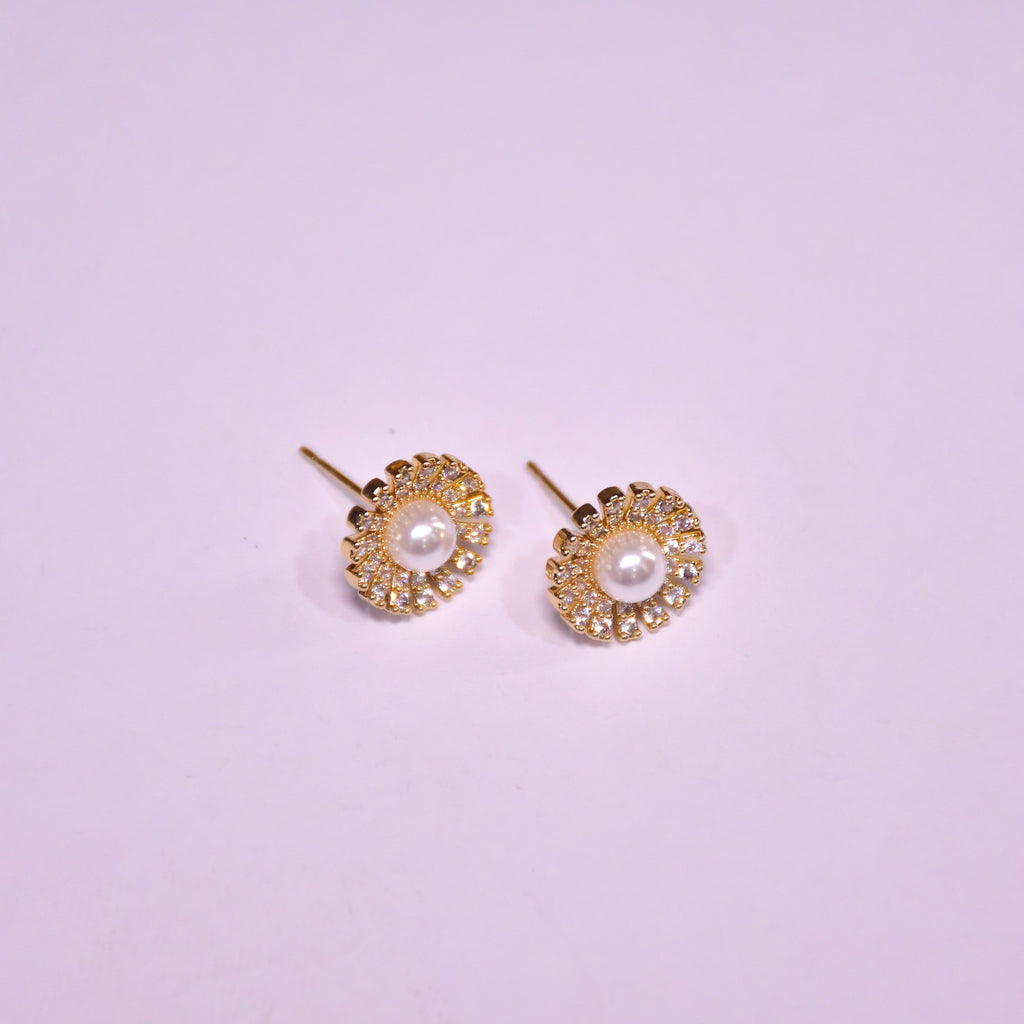 Auric Halo Gold Finish Earrings