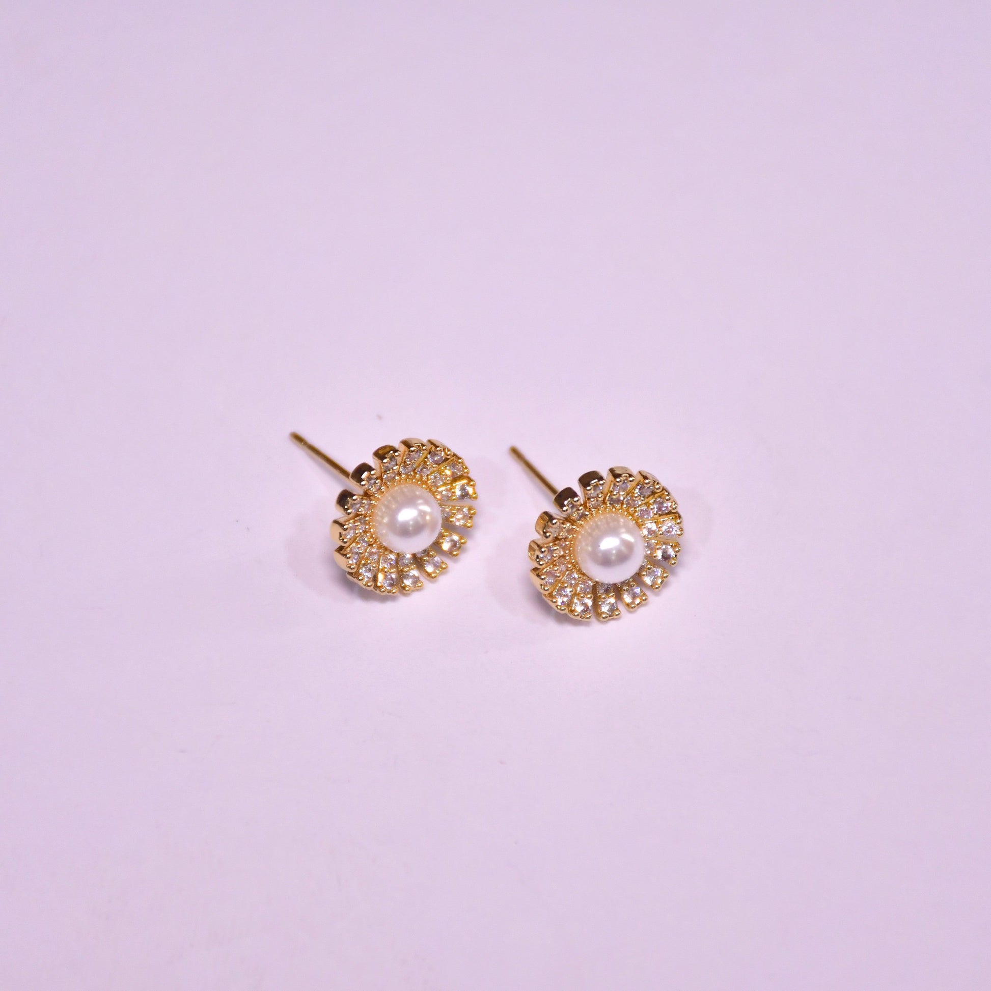 Auric Halo Gold Finish Earrings