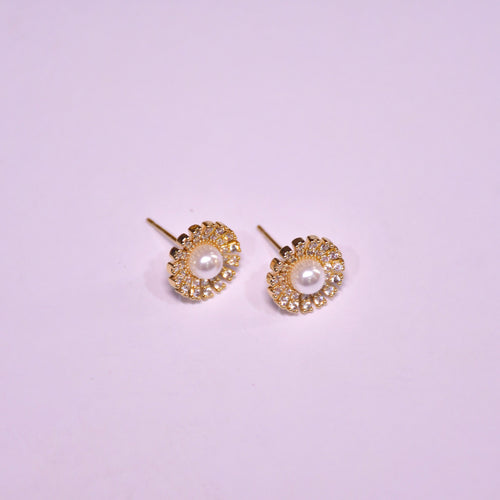 Auric Halo Gold Finish Earrings