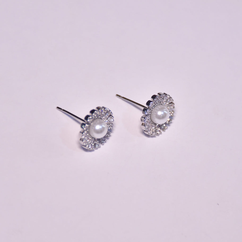 Auric Halo Silver Finish Earrings