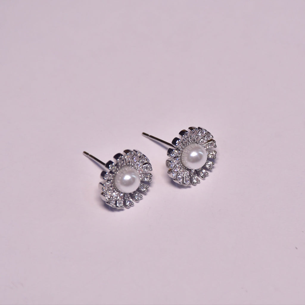 Auric Halo Silver Finish Earrings