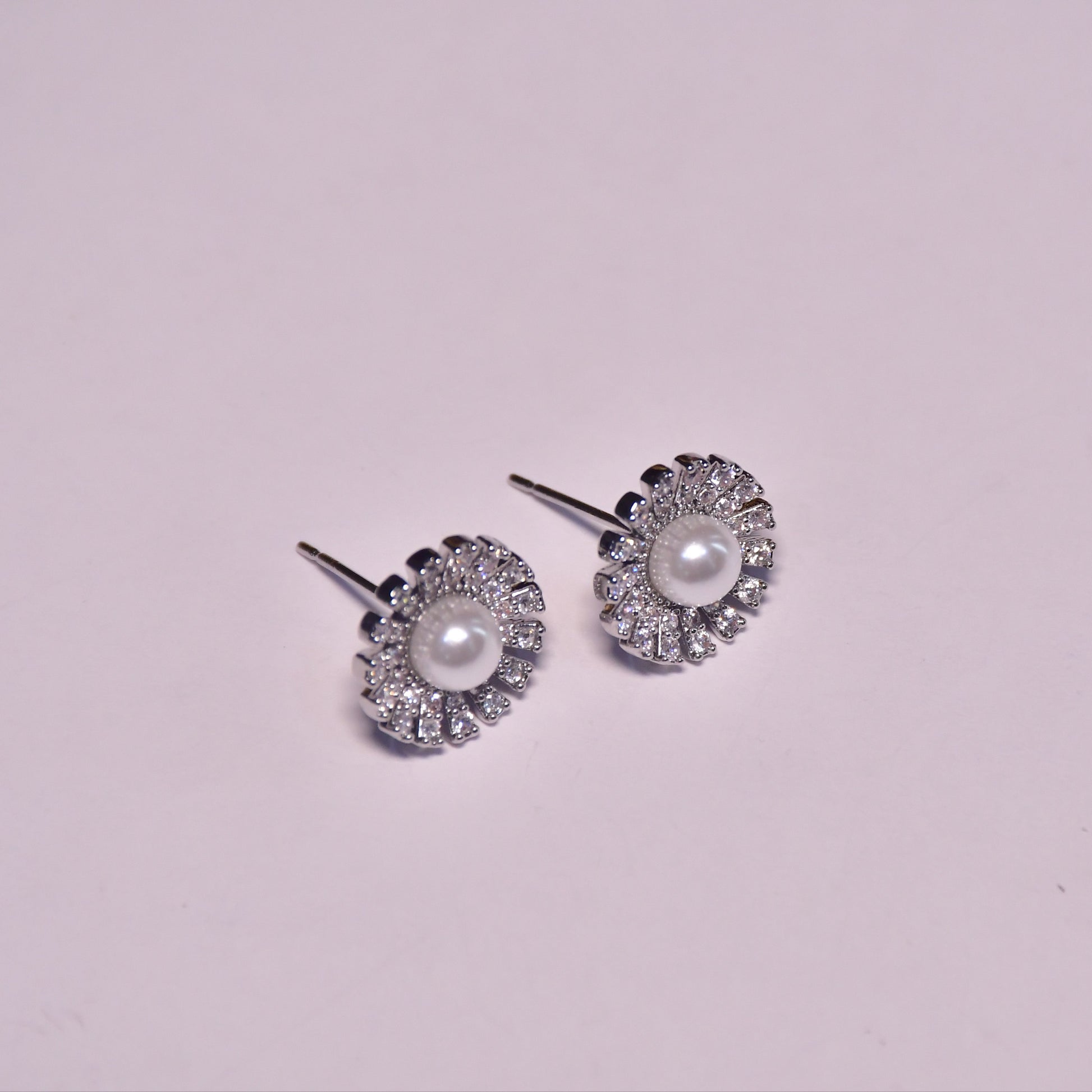 Auric Halo Silver Finish Earrings