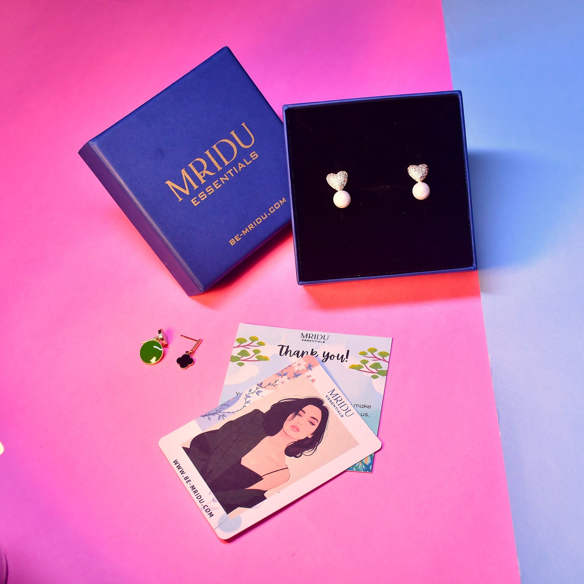 Sapphire Heart Rose Gold Earrings