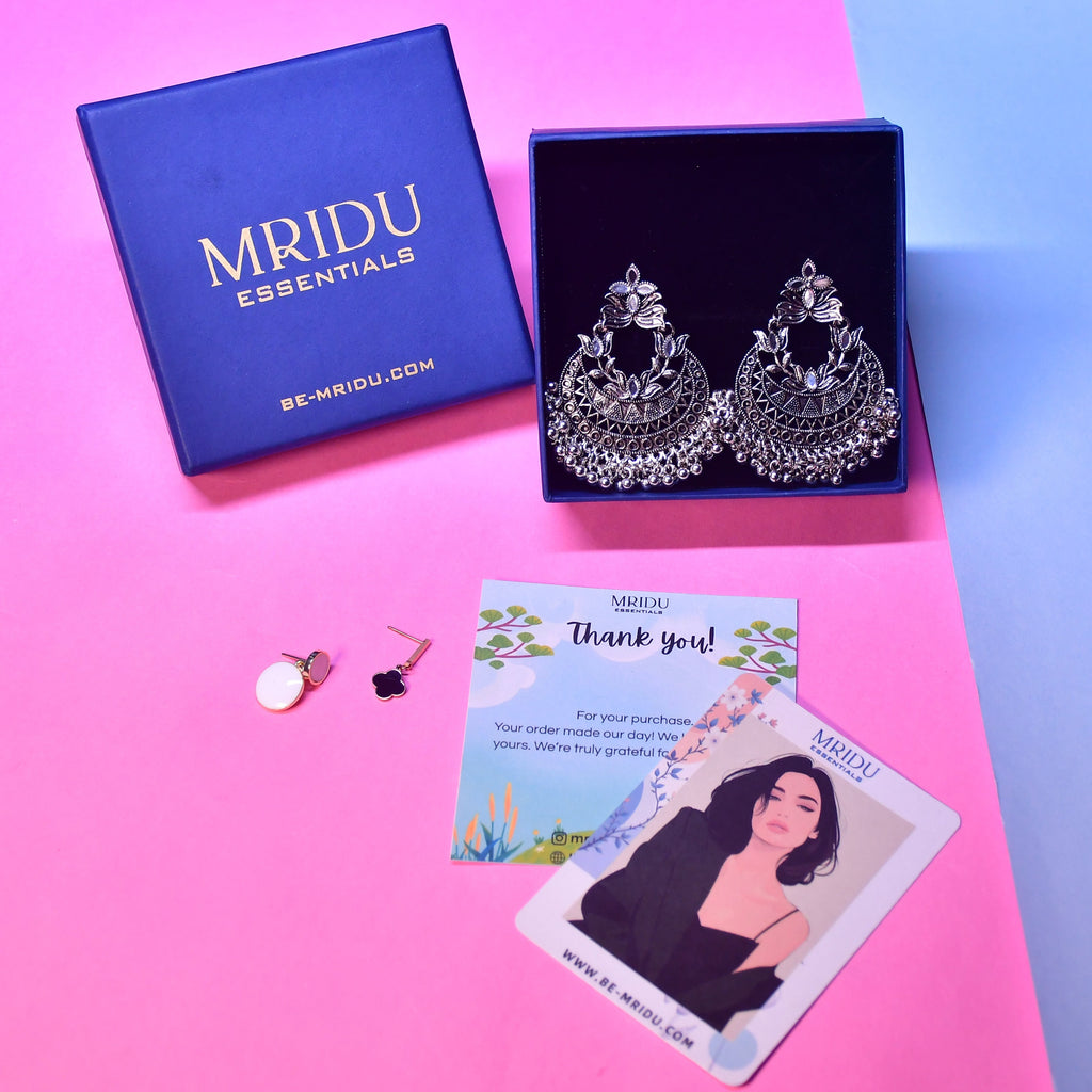 Nupur Silver Oxidized Jhumki