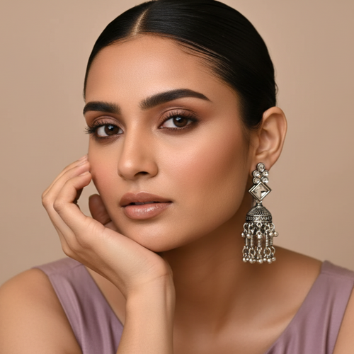 Amara Silver Oxidized Jhumki