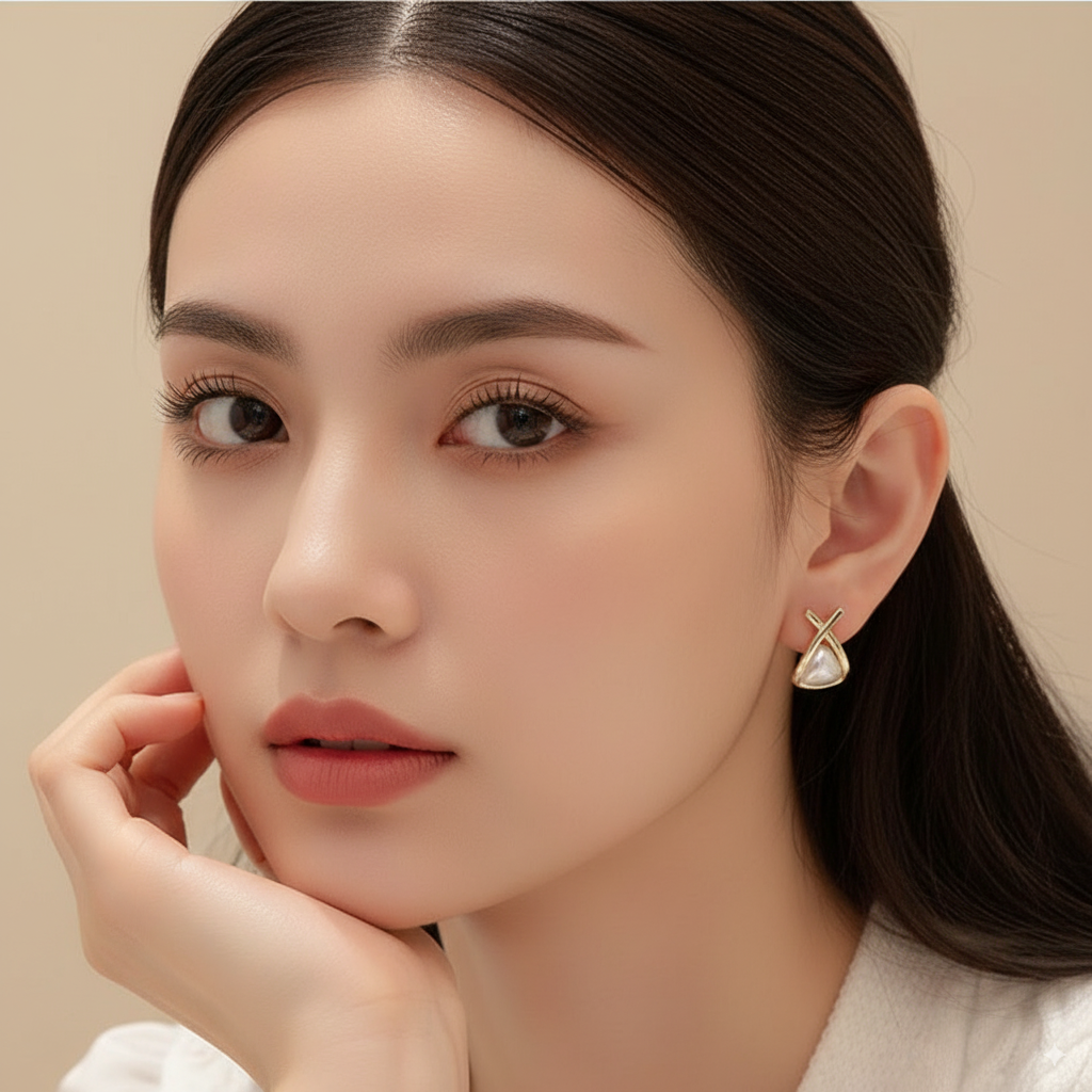 Tri Serene Gold Finish Earrings