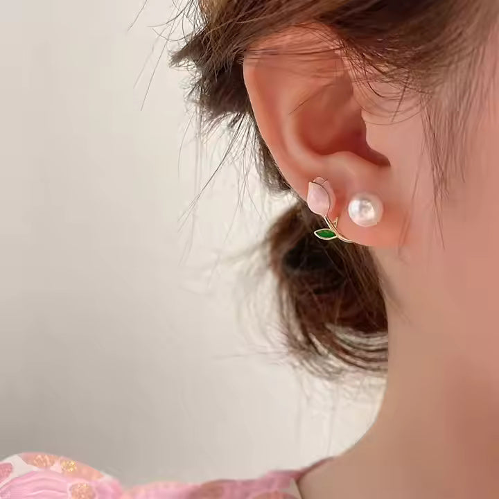 Heart of a flower Rose Gold Finish Earrings