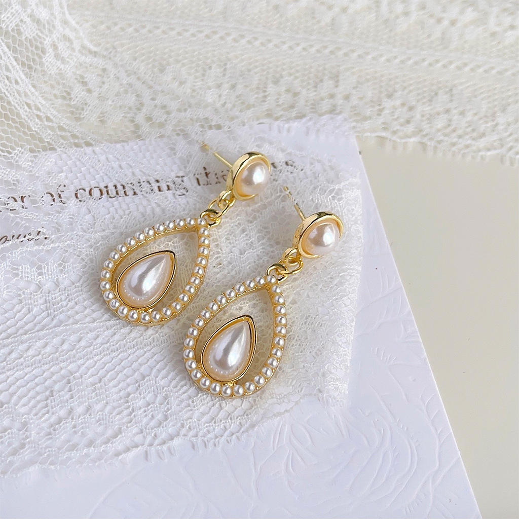 Amber Drop Gold Finish Earrings