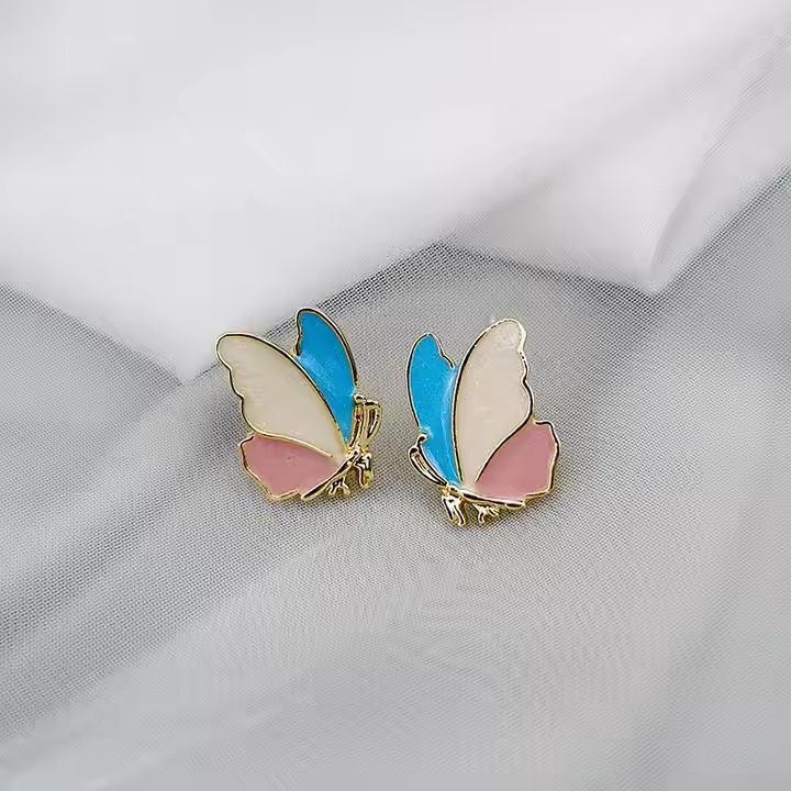 Trendy Colorful Cute Butterfly Stud Earrings