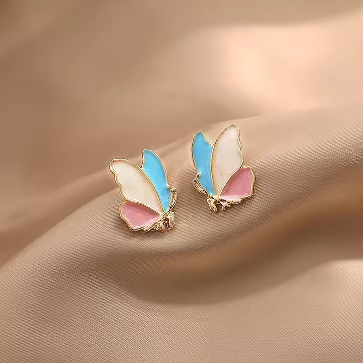 Trendy Colorful Cute Butterfly Stud Earrings