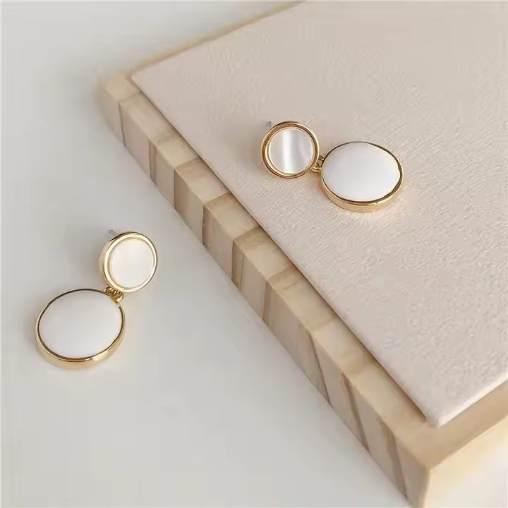 Shining Loop Green Shade Gold Finish Earrings