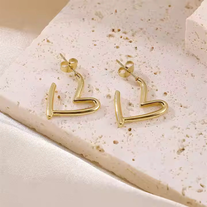 Sweetheart Clip-On Golden Finish Earrings