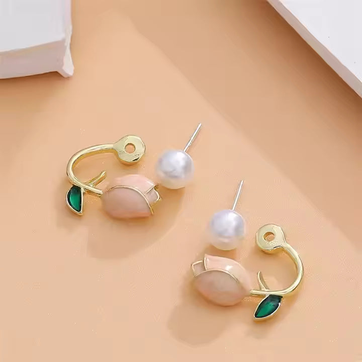 Heart of a flower Rose Gold Finish Earrings