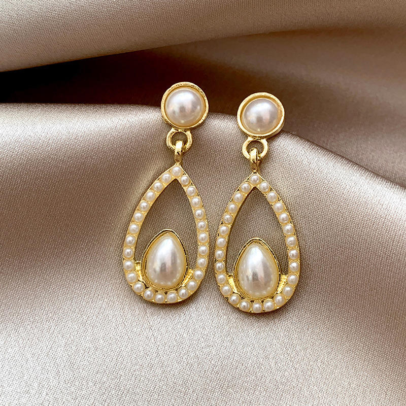 Amber Drop Gold Finish Earrings