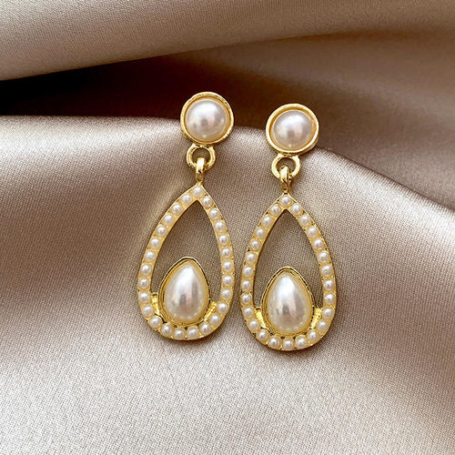 Amber Drop Gold Finish Earrings