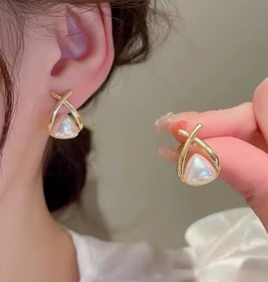 Tri Serene Gold Finish Earrings